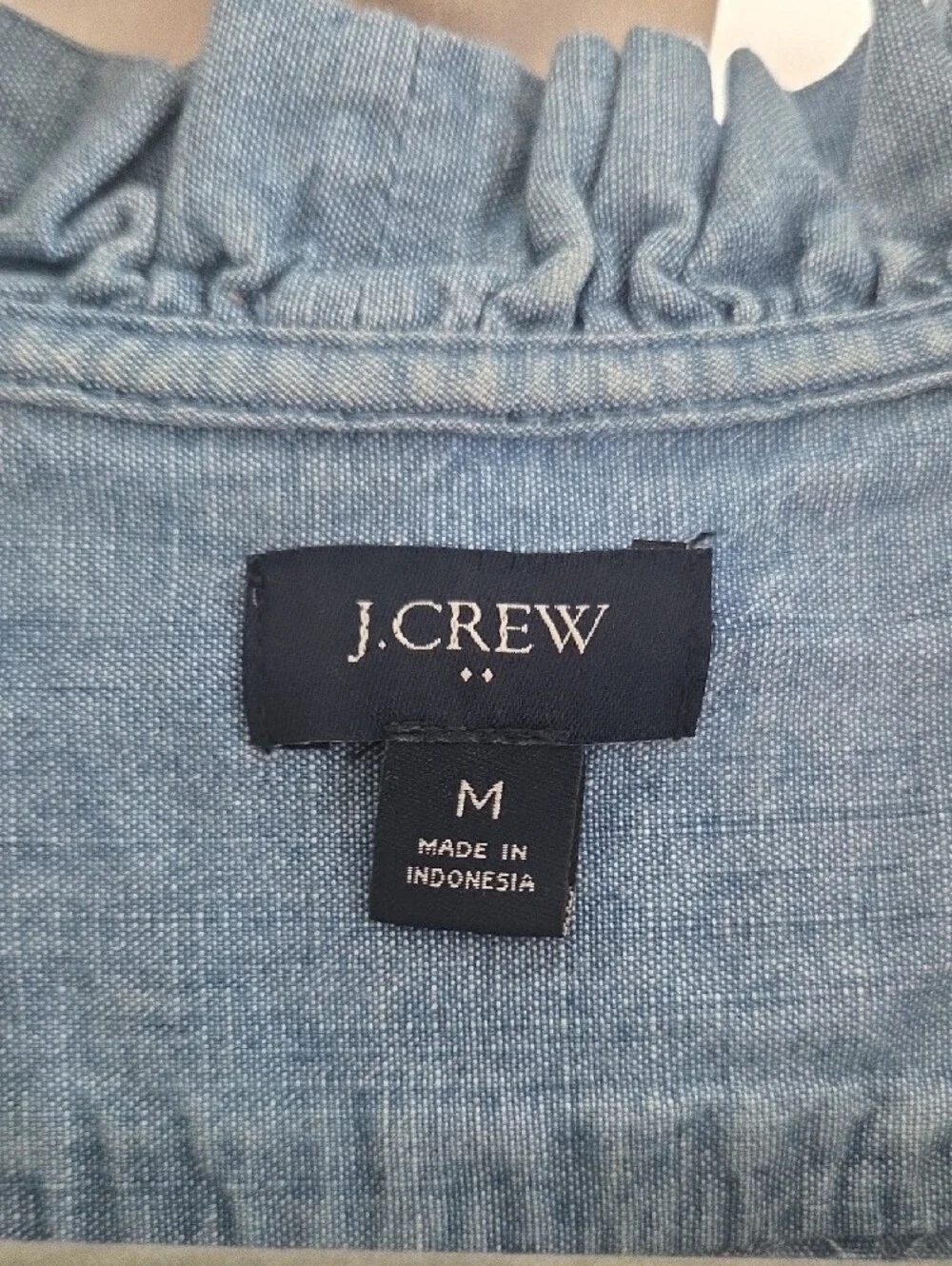 J. Crew Light Blue Chambray Ruffle Button-Front Sleeveless Top